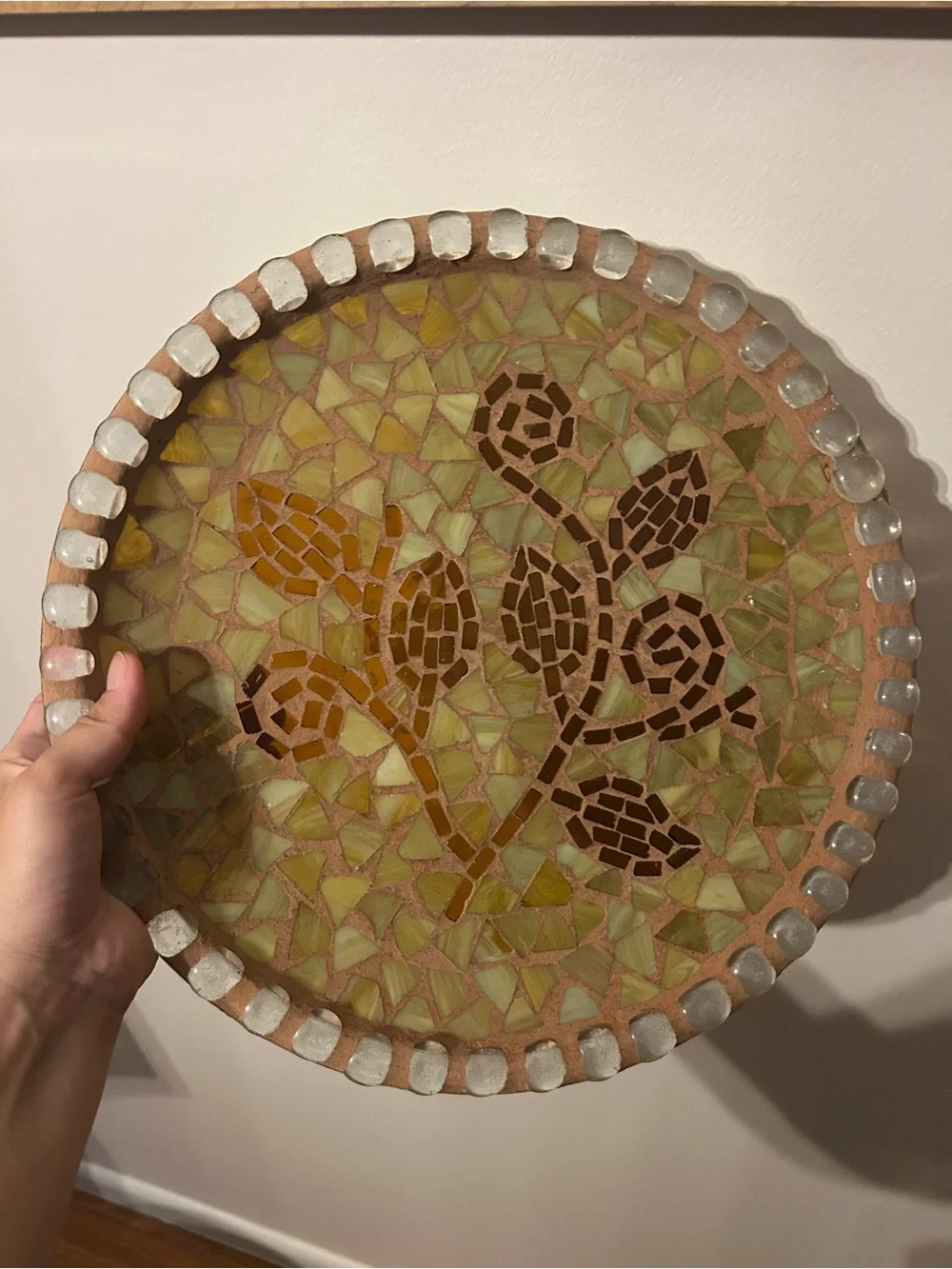 Vintage Pier 1 Imports Large Terrazzo Mosaic Glass & Clay Platter